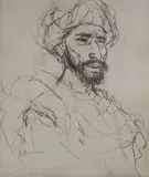 Medina. Fez. March 3 51 by Ronald Searle, ink, sold Aug 2021