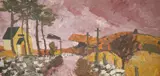 Penmon, Autumn Sky, label verso, 60 x 121cm by Gwilym Pritchard, oil on board, sold Aug 2021