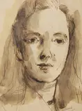 Head study by Patrick Millard, ink and watercolour, sold Aug 2021