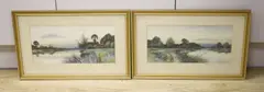 River landscapes by Francis Gordon Fraser, watercolor, sold Aug 2021