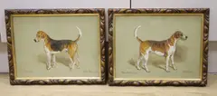 Portraits of fox hounds; Smuggler and Vanguard by Frank Paton, 1900, watercolor, sold Aug 2021