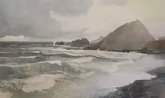 Running Sea on the Devon Coast by Charles Knight, watercolour, sold Aug 2021
