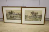 Shepherd and flock on a lane and Stone bridge by W. Reynolds, Stone bridge, signed and dated '82, offered Aug 2021