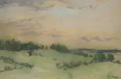 Open landscape by Paul Maze, pastel, sold Aug 2021