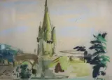 Church spire by Paul Maze, pastel on paper, sold Aug 2021