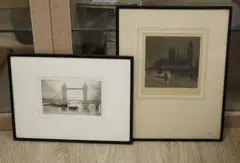 Tower Bridge by Edgar James Maybery, etching, sold Aug 2021