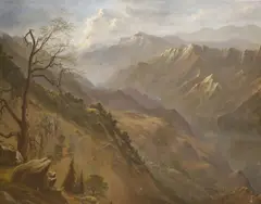 Breaking off the rains of Chakata from below the Camel Back, India by Edward Henry Molyneux, oil on canvas, sold Aug 2021