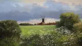 Mill at Norfolk by Clive Madgwick, oil on canvas, sold Aug 2021