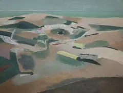 Landscape by Stewart Lees, oil on board, sold Aug 2021