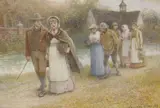 Return from church by Henry Towneley Green, watercolour, sold Aug 2021