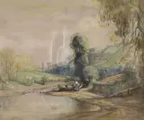 A Ford near Seaton, South Devon by Hester Frood, 1951, pencil and watercolour, offered Aug 2021