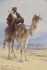 Camel and Rider by Elijah Walton, watercolour, sold Aug 2021