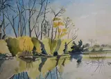 Hevon Lake Spring, Morning Light by Robert Soden, watercolour, sold Aug 2021
