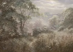 Cottage by moonlight by David Dipnall, oil on canvas, sold Jul 2021