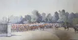 Troops outside Buckingham Palace, Queen Victoria's Jubiliee by Nora Davison, watercolour, sold Jul 2021