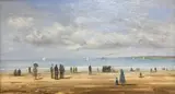 Promenade à Mareé Basse by Gerard Roux, oil on canvas, sold Jul 2021