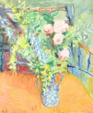 British, a still life composition of colourful flowers in an interior by Ronald Weldon, oil on canvas, offered Nov 2022