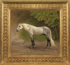 Romeo, an Arabian Stallion in a Landscape by Frederick Arthur Bridgman, oil on canvas, offered Nov 2022