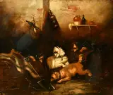 British, Terriers ratting in a barn by George Armfield, oil on canvas, offered Nov 2022