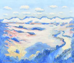 Australian, a coastal scene with scattered clouds by Norman Lloyd, oil on canvas, offered Nov 2022