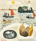 Godrevy Still Life by Alan Furneaux, oil on board, sold Nov 2022