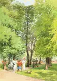 Summer, Kensington Gardens by Paul Edouard Rischgitz, watercolour, offered Nov 2022