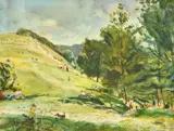 Box Hill Easter Monday, 1944 by Dennis William Reed, watercolour, sold Nov 2022