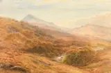 British, a river running through a mountainous landscape by Arthur Henry Enock, watercolour, sold Nov 2022