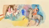 Cavaliers' watercolour by Jean Dufy, watercolour, offered Nov 2022