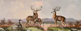 British, A pair, Stags and Hinds in a landscape, oils on board, both signed, each 12"x 30 by Alfred Worthington, oil, offered Nov 2022