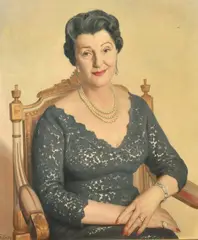 British, a portrait of Mrs L by Michael Gilbery, 1956, oil on canvas, offered Nov 2022