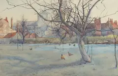 A view of a town through trees by Henry George Moon, 1888, watercolour, sold Nov 2022