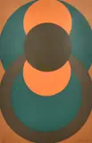 An abstract with circles, screen print, numbered 11/25 by John Bevis, 1974, print, offered Nov 2022