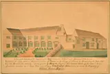 British, 'A View of the Remains of the Hospital of the Grey Friars in Bedford as it appeared 1734 by W. S. Mayes, watercolour, offered Oct 2022