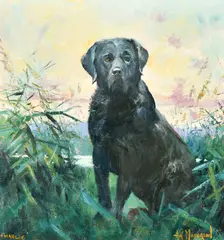 Charlie after Evening Dip by Arthur Karel Maderson, oil on board, sold Oct 2022