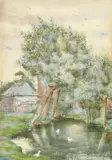 River at Hungerford by J. M. Macintosh, 1881, watercolour, sold Oct 2022