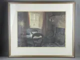 Print - traditional interior cottage scene by Keith Andrew coloured limited edition, 1990, print, sold May 2018