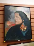 Head & shoulders of a female by Oil on canvas by Salam Kanaan, Oil on canvas by SALAM KANAAN, sold Apr 2018