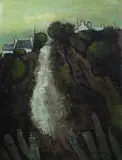 Print - Anglesey lane with roof-tops by Wilf Roberts limited edition, print, sold Mar 2018