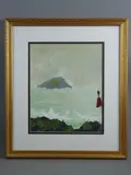 Puffin Island in rough seas from Penmon, initialled bottom left, 29.5 x 24 cms by Peter Schofield oil on board, oil on board, sold Feb 2018