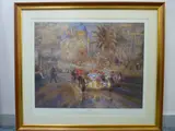 Print - vintage car racing scene by Alfredo de La Maria limited edition, print, sold Feb 2018