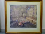 Print - vintage car racing scene by Alfredo de La Maria limited edition, print, sold Feb 2018