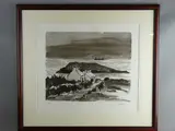 Print - Moelfre with Puffin Island and distant by Kyffin Williams Ra limited edition, print, sold Feb 2018