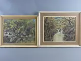 Pool at Hafod Wydr' and 'Pool at Afon Colwyn by John Muirhead, oil, sold Jan 2018