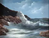 Untitled by Clyde Owes, oil on board, sold Dec 2017