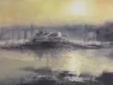 Print - of the Menai Straits with tubular bridge by William Selwyn coloured limited edition, print, sold Dec 2017