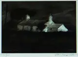 Coloured print - cottage at night by John Knapp-Fisher limited edition, print, sold Dec 2017