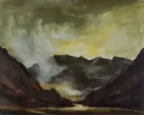Coloured print - stormy Nant Ffrancon valley by Kyffin Williams Ra limited edition, print, sold Dec 2017