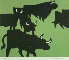 Untitled by Kyffin Williams Ra limited edition, linocut, sold Dec 2017