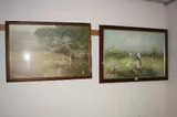 mother and daughter picking flowers in meadow, oil on canvas, signed lower right, by D. Stone, oil on canvas, sold Jan 2017